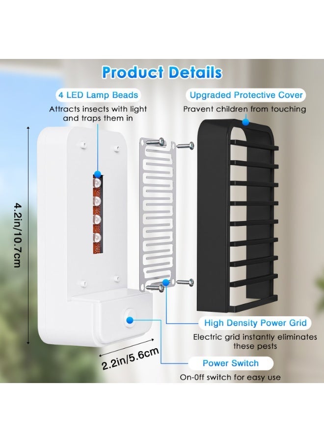 ناكسي فلاي اشبك جهاز قتل الحشرات، قاتل البعوض، جهاز قتل الحشرات للاستخدام الداخلي، فخ للحشرات صامت تمامًا وخالي من الإشعاع، مع ضوء LED للفناء، غرفة النوم، المطبخ، والمكتب لطرد البعوض (قطعتان) - Image 4